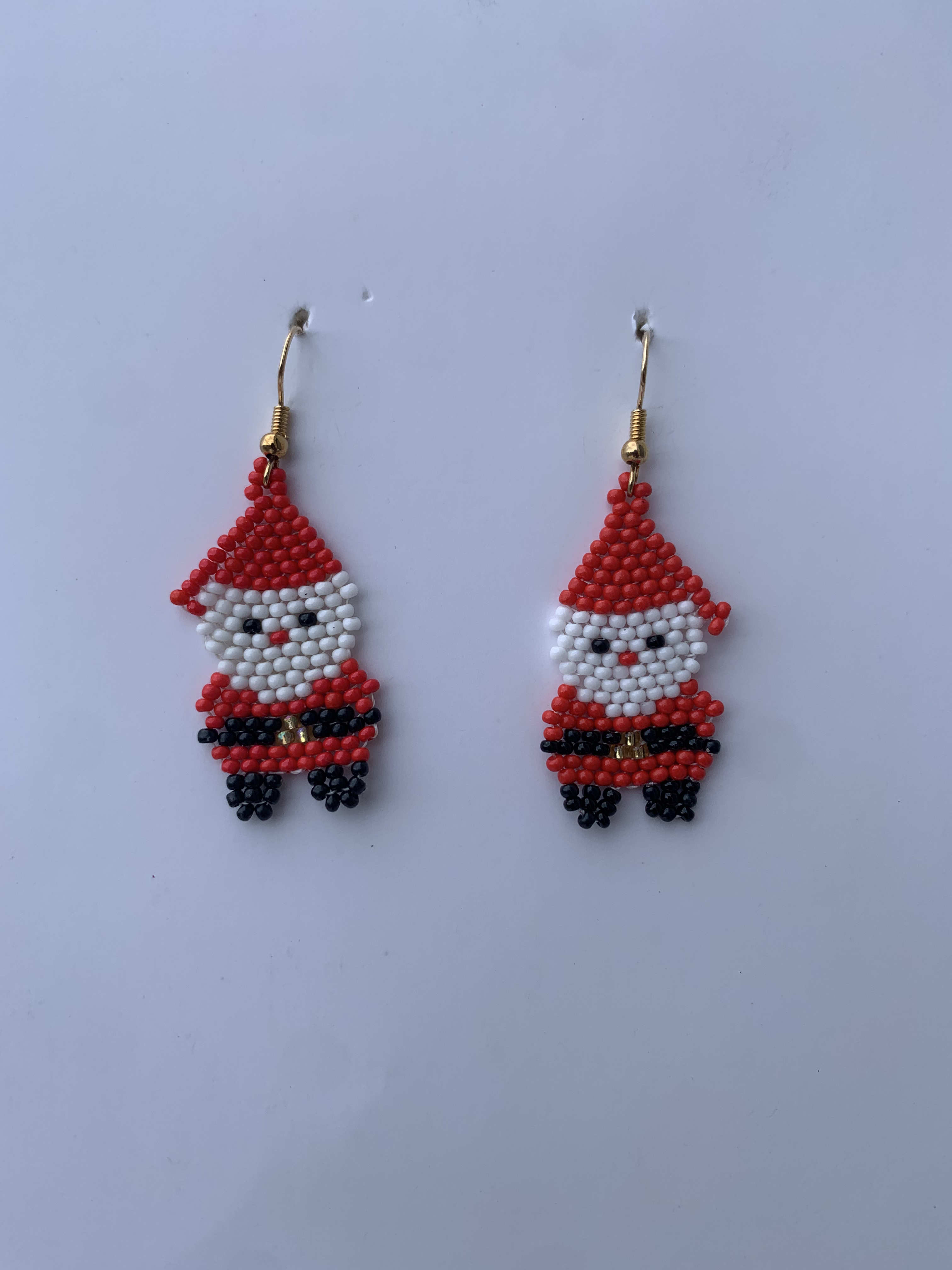Bogoso Saint Nick — handmade red, white, black beaded fringe earrings by Rama, Ghana, Duncan BC