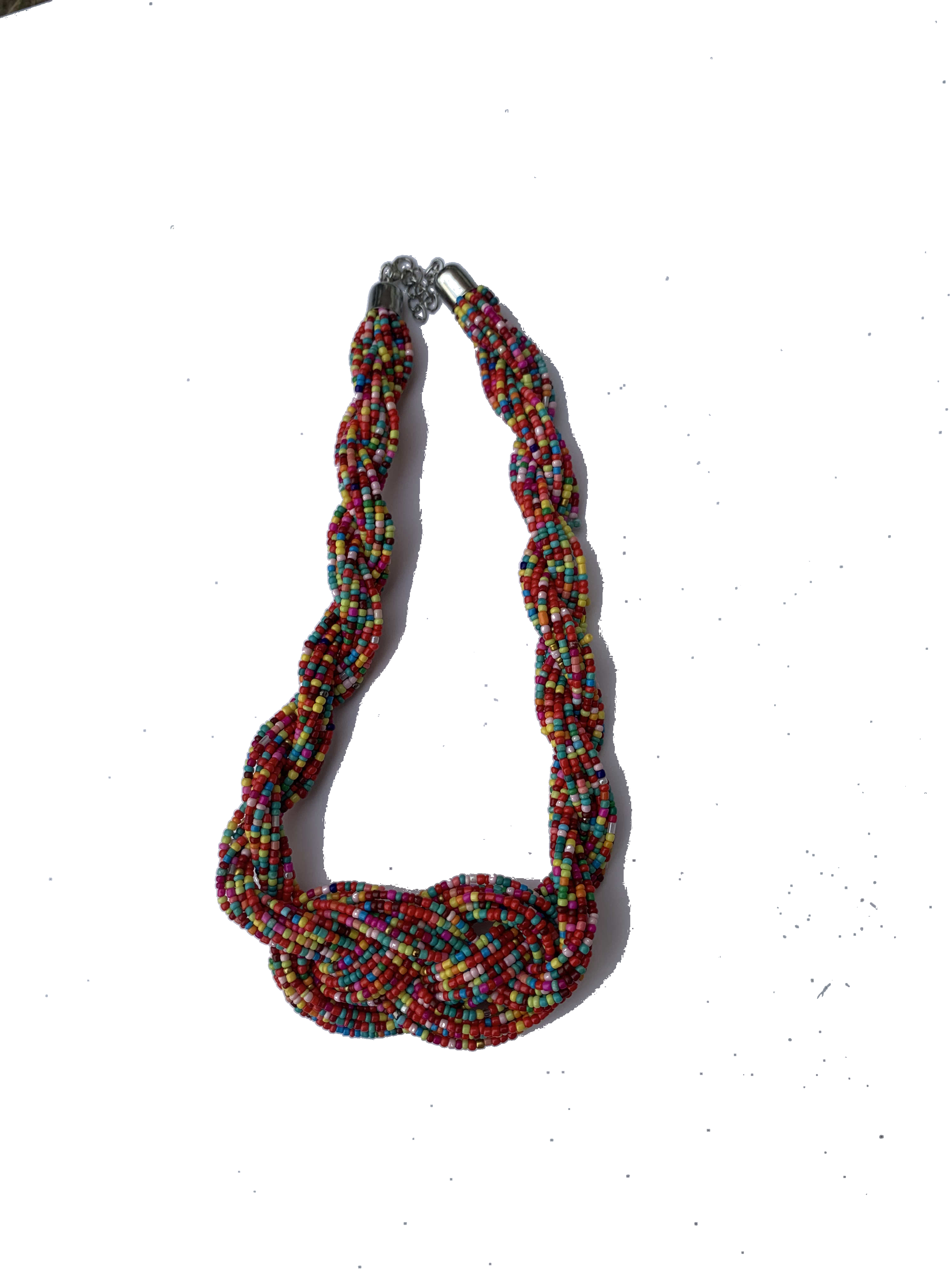Begoro Coral Strands — handmade red, coral, multicolor beaded multi-strand necklace by Rama, Ghana glass beads, Duncan BC