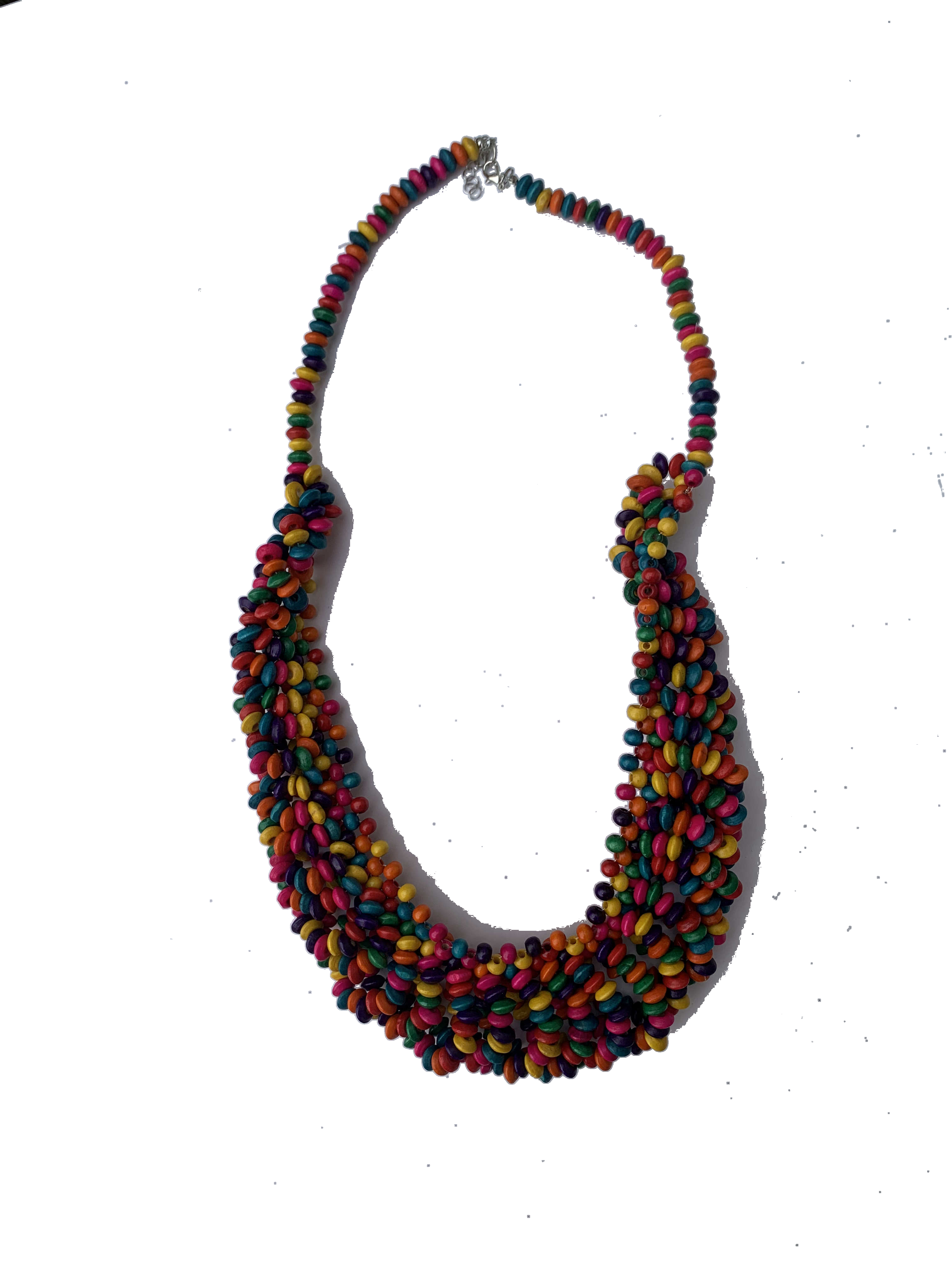 Mpraeso Golden Mesh — handmade gold, brass, mesh beaded multi-strand necklace by Rama, Ghana glass beads, Duncan BC