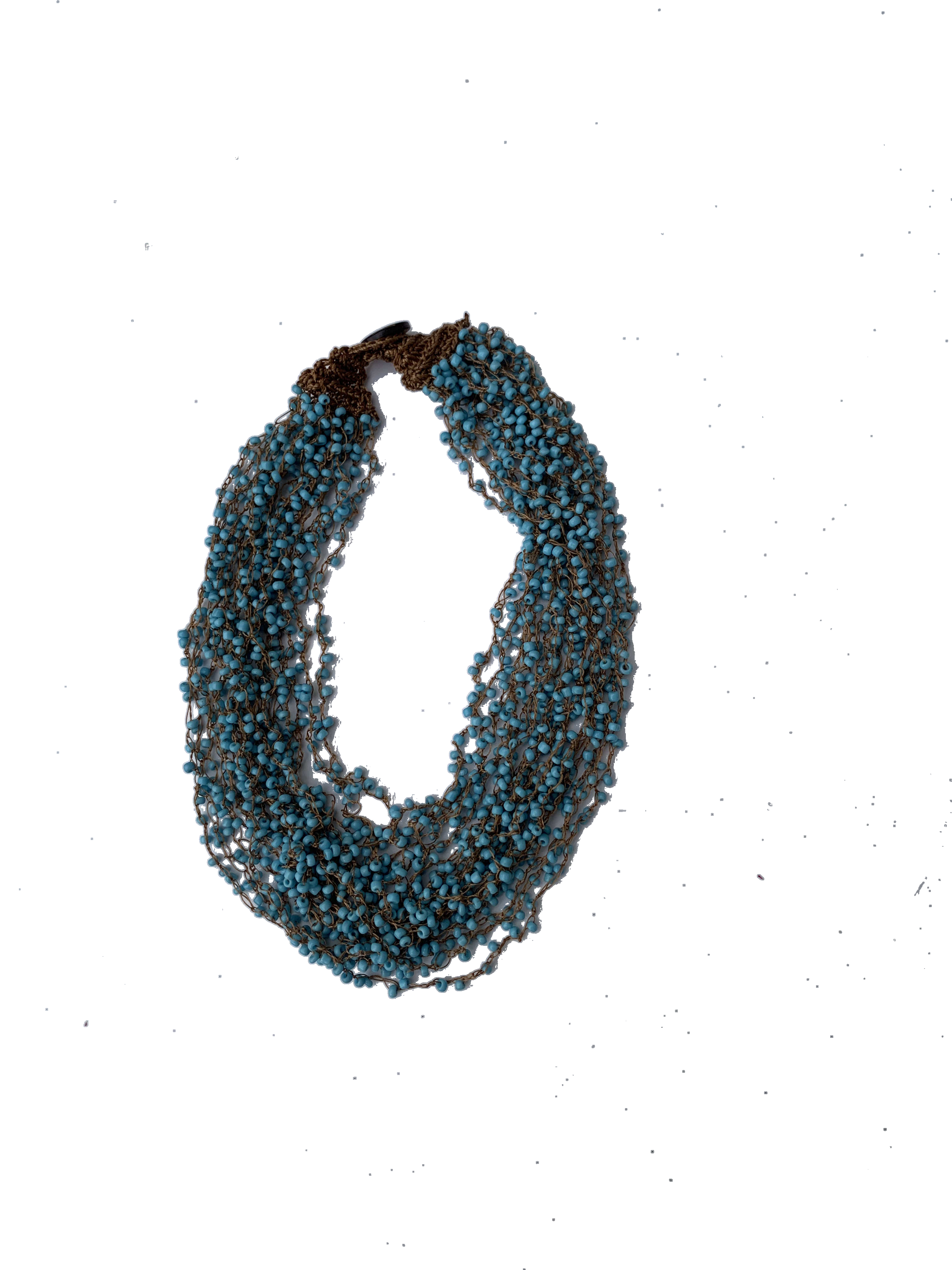 Sefwi Lagoon Strands — handmade teal, blue, lagoon beaded multi-strand necklace by Rama, Ghana glass beads, Duncan BC