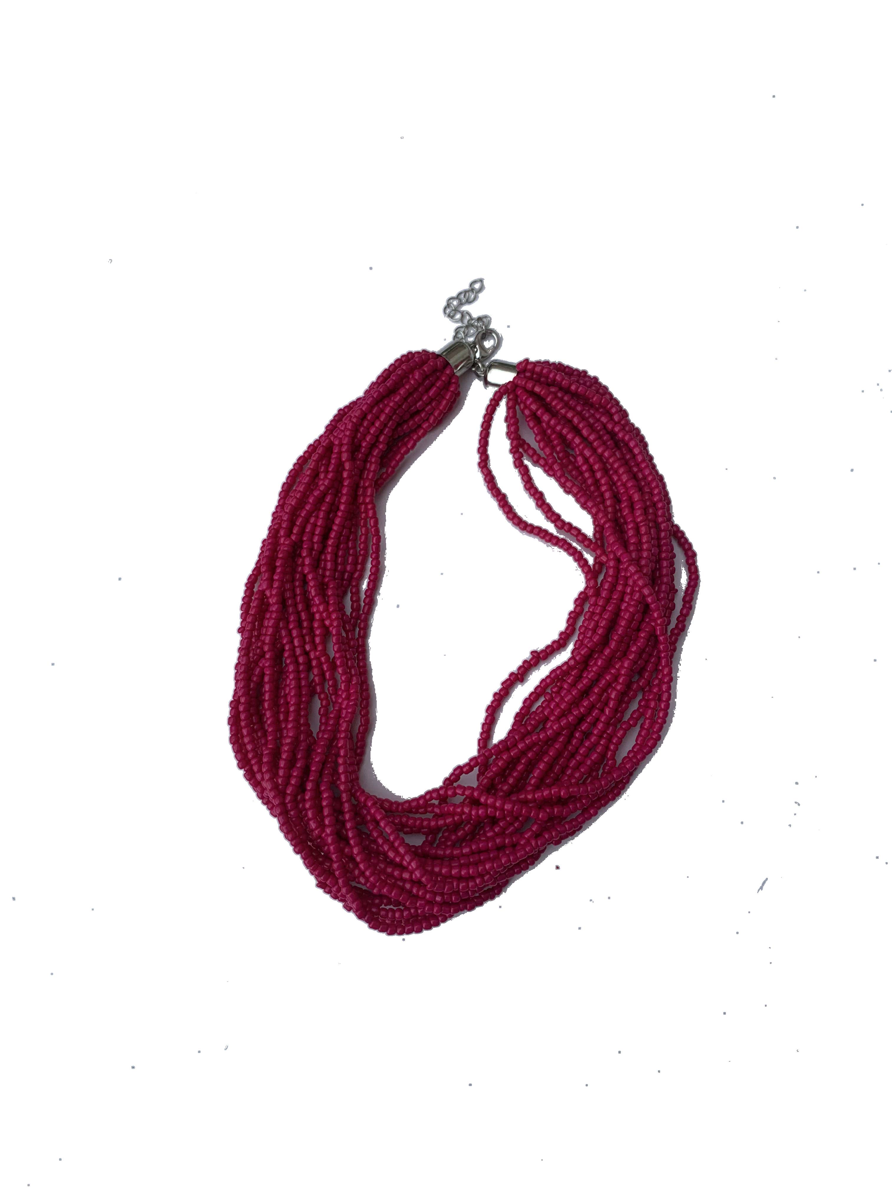 Tolon Rosewood Strands — handmade pink, red, rosewood beaded multi-strand necklace by Rama, Ghana glass beads, Duncan BC