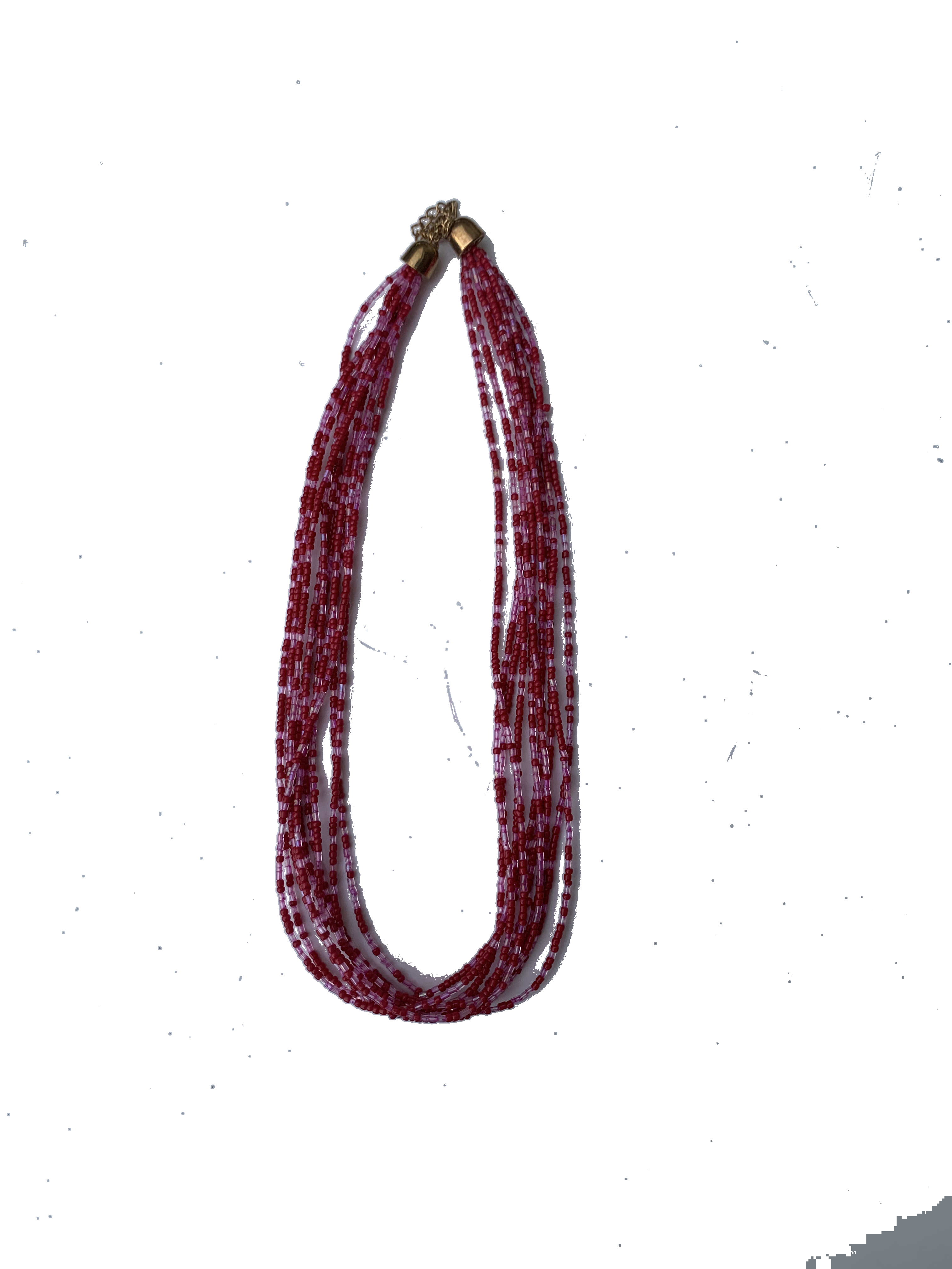 Bole Crimson Strands — handmade red, crimson beaded multi-strand necklace by Rama, Ghana glass beads, Duncan BC