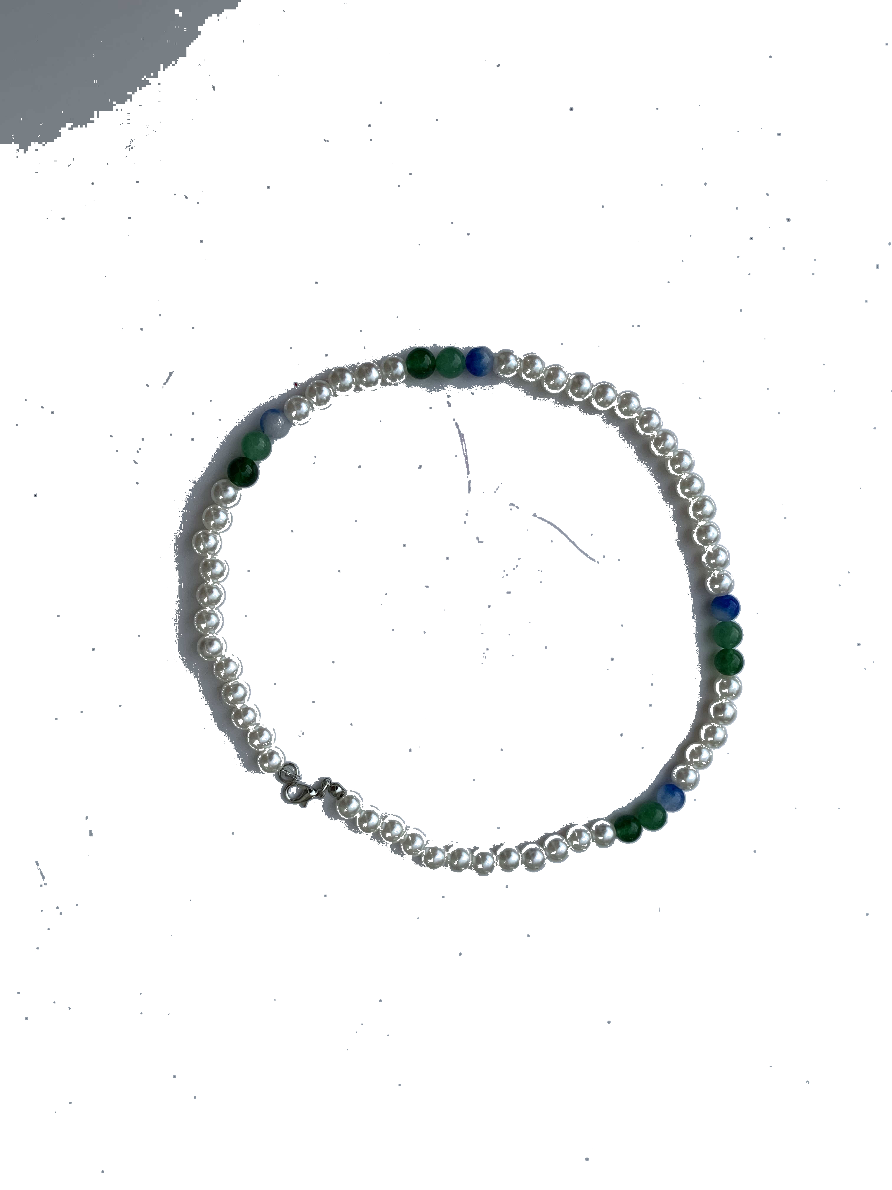 Daboya Pearl Bracelet — handmade white, pearl, multicolor beaded bracelet by Rama, Ghana glass beads, Duncan BC