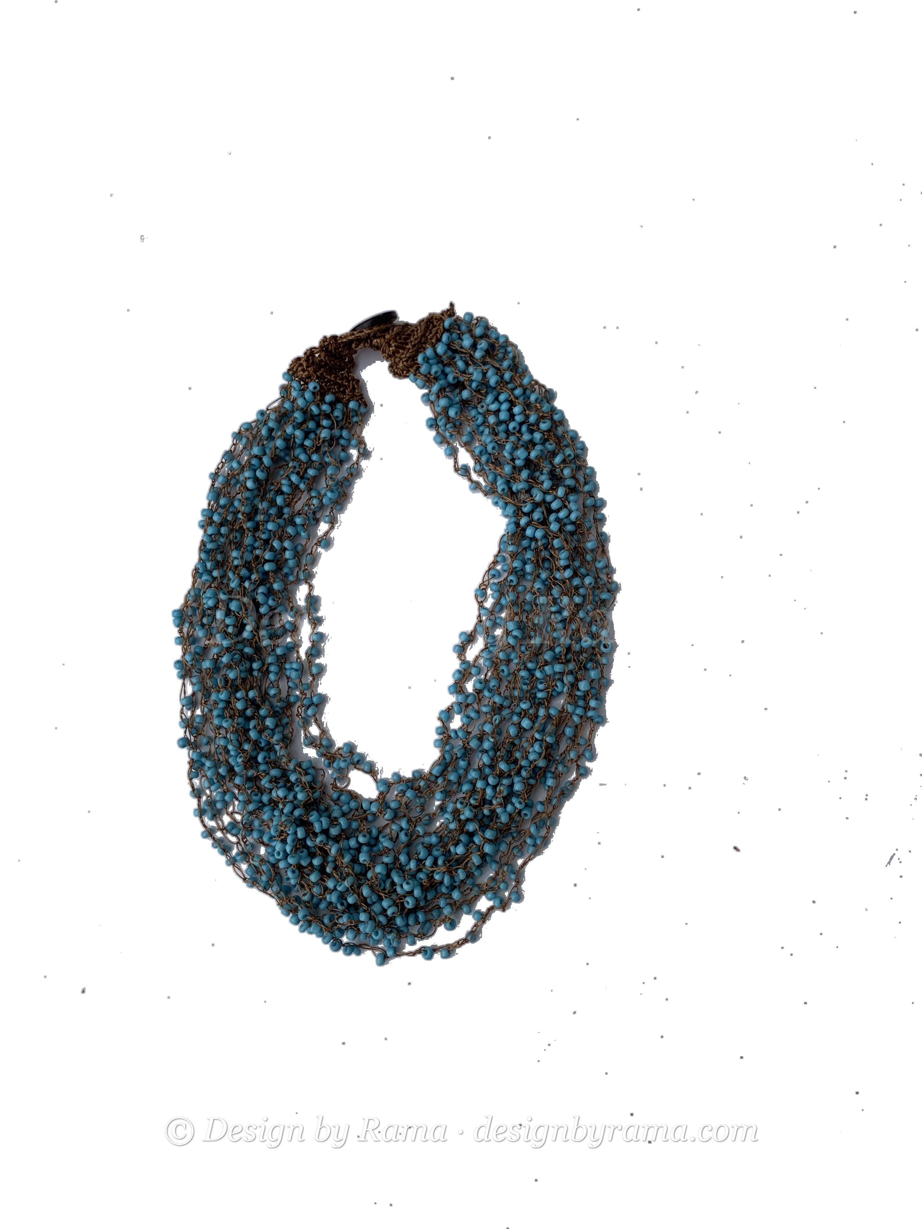 Sefwi Lagoon Strands — handmade teal, blue, lagoon beaded multi-strand necklace by Rama, Ghana glass beads, Duncan BC