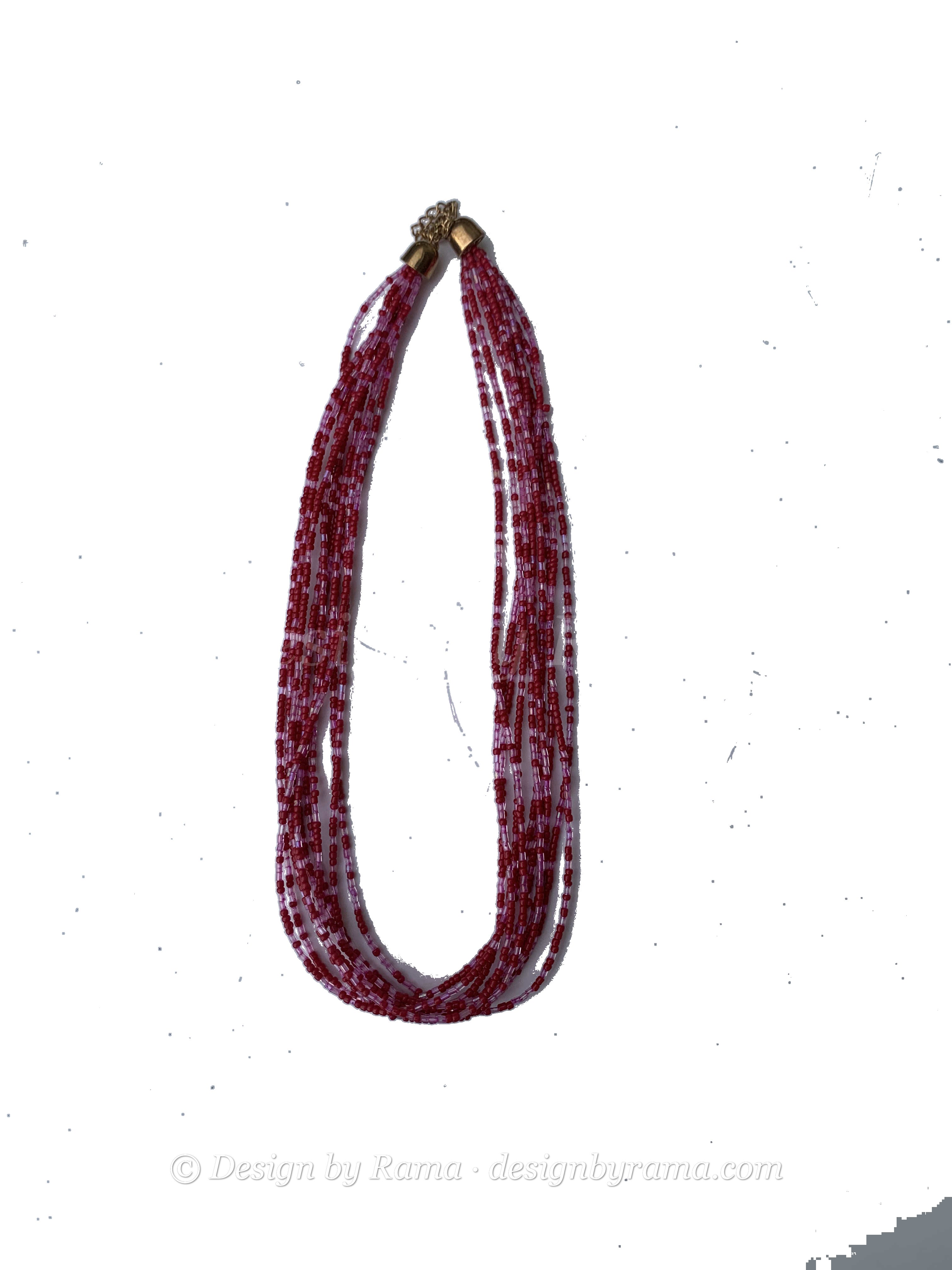 Bole Crimson Strands — handmade red, crimson beaded multi-strand necklace by Rama, Ghana glass beads, Duncan BC